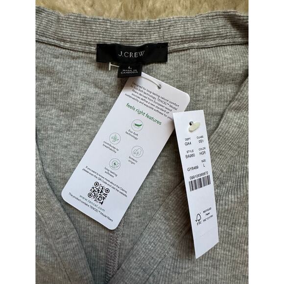 J. Crew gray ribbed button front midi dress womens Sz large new  Long sleeve - Picture 8 of 16